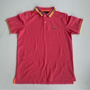 Psycho Bunny Polo Men's Sz 5  Rose Quartz Oliver Neon Tipped Short Sleeve Shirt